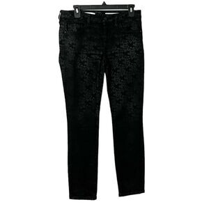 Pilcro And the Letterpress Black with Metalic Paisley Print Stet Jeans Size 28
